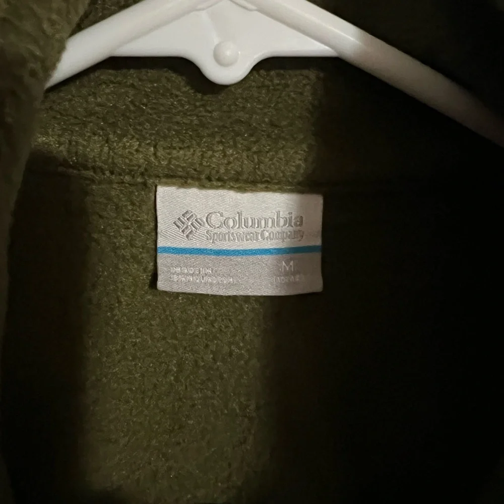 COLUMBIA Classic Full Zip Lightweight Fleece Jacket Green Black Boy's Size M GUC